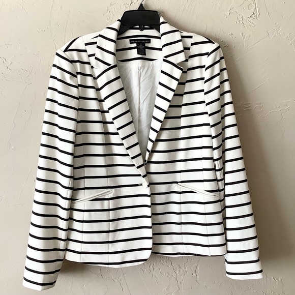 Grace Elements black ivory striped blazer lined - Picture 1 of 7